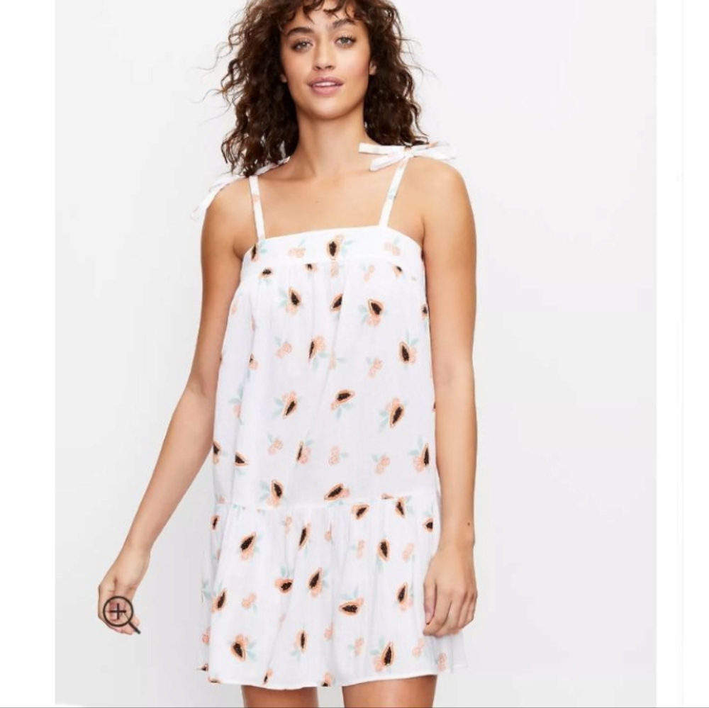 LOFT Beach Papaya Tie Strap Swing Dress